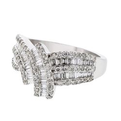 Genuine 14K WhiteGold 1.35CTW Baguette Fashion Ring - REF-133R6H