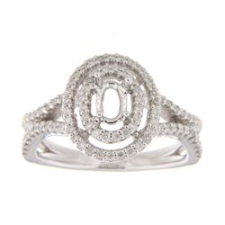 Genuine 14K White Gold 0.49CTW Diamond Semi Mount Ring - REF-79T7K