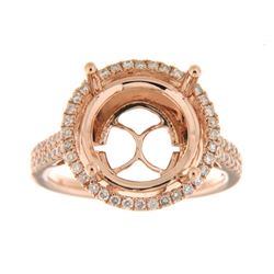 Genuine 14K Rose Gold 0.43CTW Diamond Semi Mount Ring - REF-81W7G