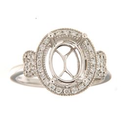 Genuine 14K White Gold 0.31CTW Diamond Semi Mount Ring - REF-57X8Y