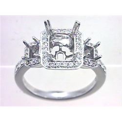 Genuine 18K White Gold 0.42CTW Diamond Semi Mount Ring - REF-100N3A