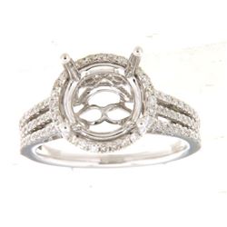 Genuine 14K White Gold 0.54CTW Diamond Semi Mount Ring - REF-82G3M