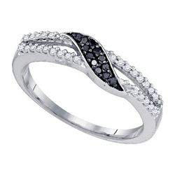 0.20CTW White and Black Diamond Anniversary 10KT Ring White Gold