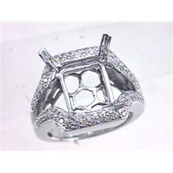 Genuine 14K White Gold 0.61CTW Diamond Semi Mount Ring - REF-91X6Y