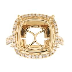 Genuine 14K Yellow Gold 0.45CTW Diamond Semi Mount Ring - REF-93A2X
