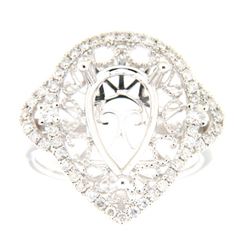 Genuine 14K White Gold 0.49CTW Diamond Semi Mount Ring - REF-80W2G