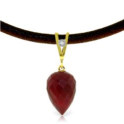 13.01 ctw Ruby & Diamond Necklace Jewelry 14KT Yellow Gold