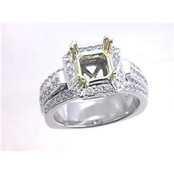 Genuine 14K Two Tone Gold 0.87CTW Diamond Semi Mount Ring - REF-122A8X