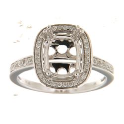 Genuine 14K White Gold 0.26CTW Diamond Semi Mount Ring - REF-55X3Y