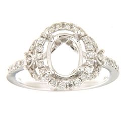 Genuine 14K White Gold 0.44CTW Diamond Semi Mount Ring - REF-51G2M