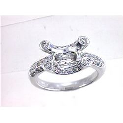 Genuine 14K White Gold 0.44CTW Diamond Semi Mount Ring - REF-58H9W