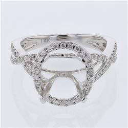 Genuine 14K White Gold 0.38CTW Diamond Semi Mount Ring - REF-71X2Y