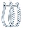 Image 1 : 0.25CT Diamond Hoops 10KT Earrings White Gold