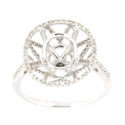 Genuine 14K White Gold 0.39CTW Diamond Semi Mount Ring - REF-56N2A