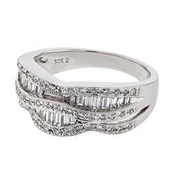 Genuine 14K WhiteGold 0.76CTW Baguette Fashion Ring - REF-109W3G