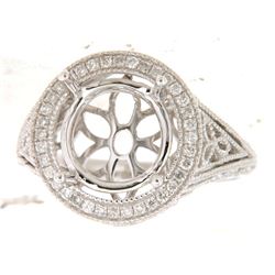 Genuine 14K White Gold 0.2CTW Diamond Semi Mount Ring - REF-60A5X