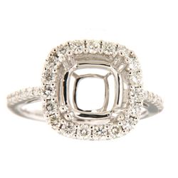 Genuine 14K White Gold 0.72CTW Diamond Semi Mount Ring - REF-122Z5T