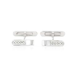 Genuine 0.09 TCW 14K White Gold Ladies Cuff Links - REF-60Z4T