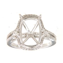 Genuine 14K White Gold 0.43CTW Diamond Semi Mount Ring - REF-75Z2T