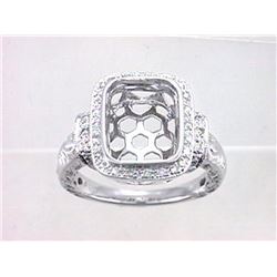 Genuine 14K White Gold 0.21CTW Diamond Semi Mount Ring - REF-60M7F