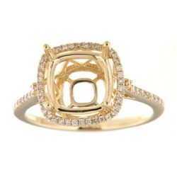 Genuine 14K Yellow Gold 0.28CTW Diamond Semi Mount Ring - REF-51N2A