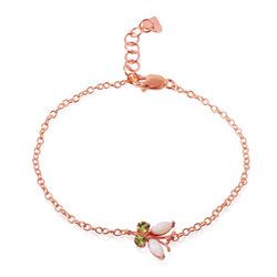 0.60 ctw Opal & Peridot Bracelet Jewelry 14KT Rose Gold