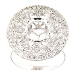 Genuine 14K White Gold 0.58CTW Diamond Semi Mount Ring - REF-98W4G