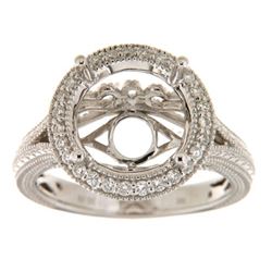 Genuine 14K White Gold 0.29CTW Diamond Semi Mount Ring - REF-65G9M