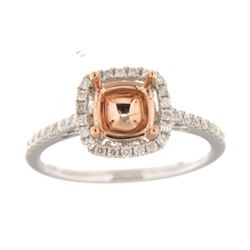 Genuine 14K Two Tone Gold 0.29CTW Diamond Semi Mount Ring - REF-56K4R