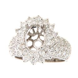 Genuine 14K White Gold 1.73CTW Diamond Semi Mount Ring - REF-195Y3Z