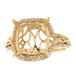 Genuine 14K Yellow Gold 0.47CTW Diamond Semi Mount Ring - REF-79A2X