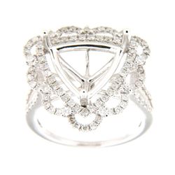 Genuine 14K White Gold 0.91CTW Diamond Semi Mount Ring - REF-100G4M