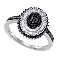 0.50CTW White and Black Diamond Anniversary 10KT Ring White Gold