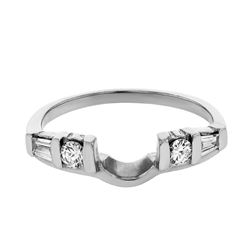 Genuine 14K White Gold 0.34CTW Diamond&Baguette Band Ring - REF-35X2Y