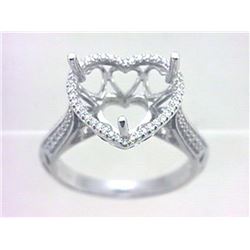 Genuine 18K White Gold 0.26CTW Diamond Semi Mount Ring - REF-70H2W