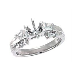 Genuine 18K White Gold 0.27CTW Baguette Semi Mount Ring - REF-76A2X