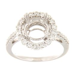 Genuine 14K White Gold 0.7CTW Diamond Semi Mount Ring - REF-87Y8Z