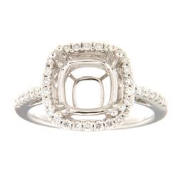 Genuine 14K White Gold 0.37CTW Diamond Semi Mount Ring - REF-70W4G