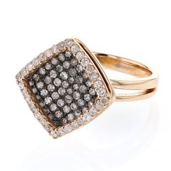 Genuine 18K Rose Gold 0.92CTW Diamond Rings - REF-109M2F