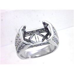 Genuine 14K White Gold 1.19CTW Diamond Semi Mount Ring - REF-128N5A
