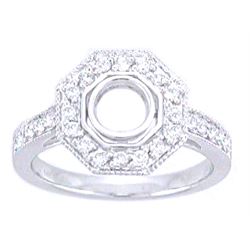 Genuine 14K White Gold 0.43CTW Diamond Semi Mount Ring - REF-79Z3T