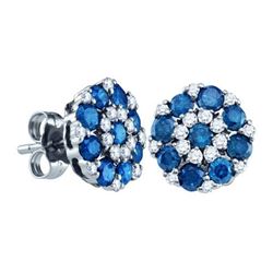 1.50CTW White and Blue Diamond Anniversary 10KT Earrings White Gold