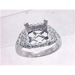 Genuine 18K White Gold 0.37CTW Diamond Semi Mount Ring - REF-89T2K