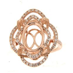 Genuine 14K Rose Gold 0.74CTW Diamond Semi Mount Ring - REF-97R9H