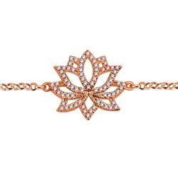 Genuine 14K Rose Gold 0.11CTW Diamond Chain Bracelet - REF-27M2F