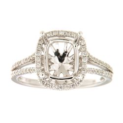 Genuine 14K White Gold 0.36CTW Diamond Semi Mount Ring - REF-61H4W