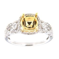 Genuine 14K Two Tone Gold 0.38CTW Diamond Semi Mount Ring - REF-64T9K