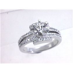 Genuine 18K White Gold 0.43CTW Diamond Semi Mount Ring - REF-119A5X