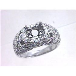 Genuine 14K White Gold 0.91CTW Diamond Semi Mount Ring - REF-120T7K