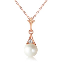 2.03 ctw Pearl & Diamond Necklace Jewelry 14KT Rose Gold